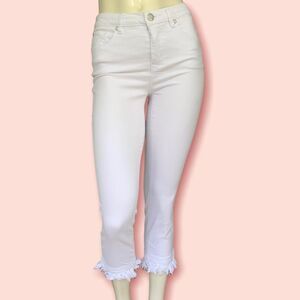 Tribal brand white crochet detail crop length pants